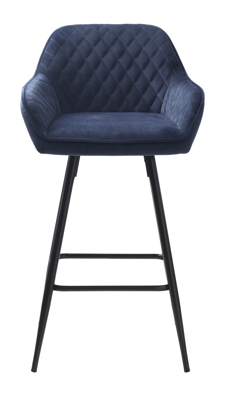 Barstoel Milton Blauw Velvet - Giga Living