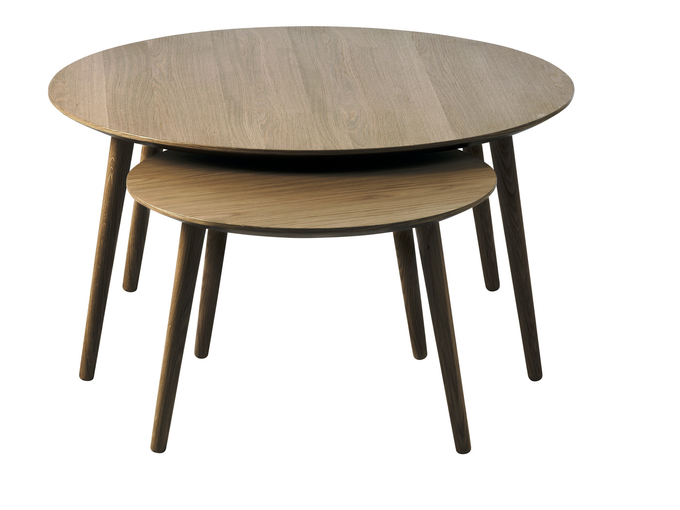 Salontafel Adda Rond Smoked Eiken Set van 2 - Giga Living