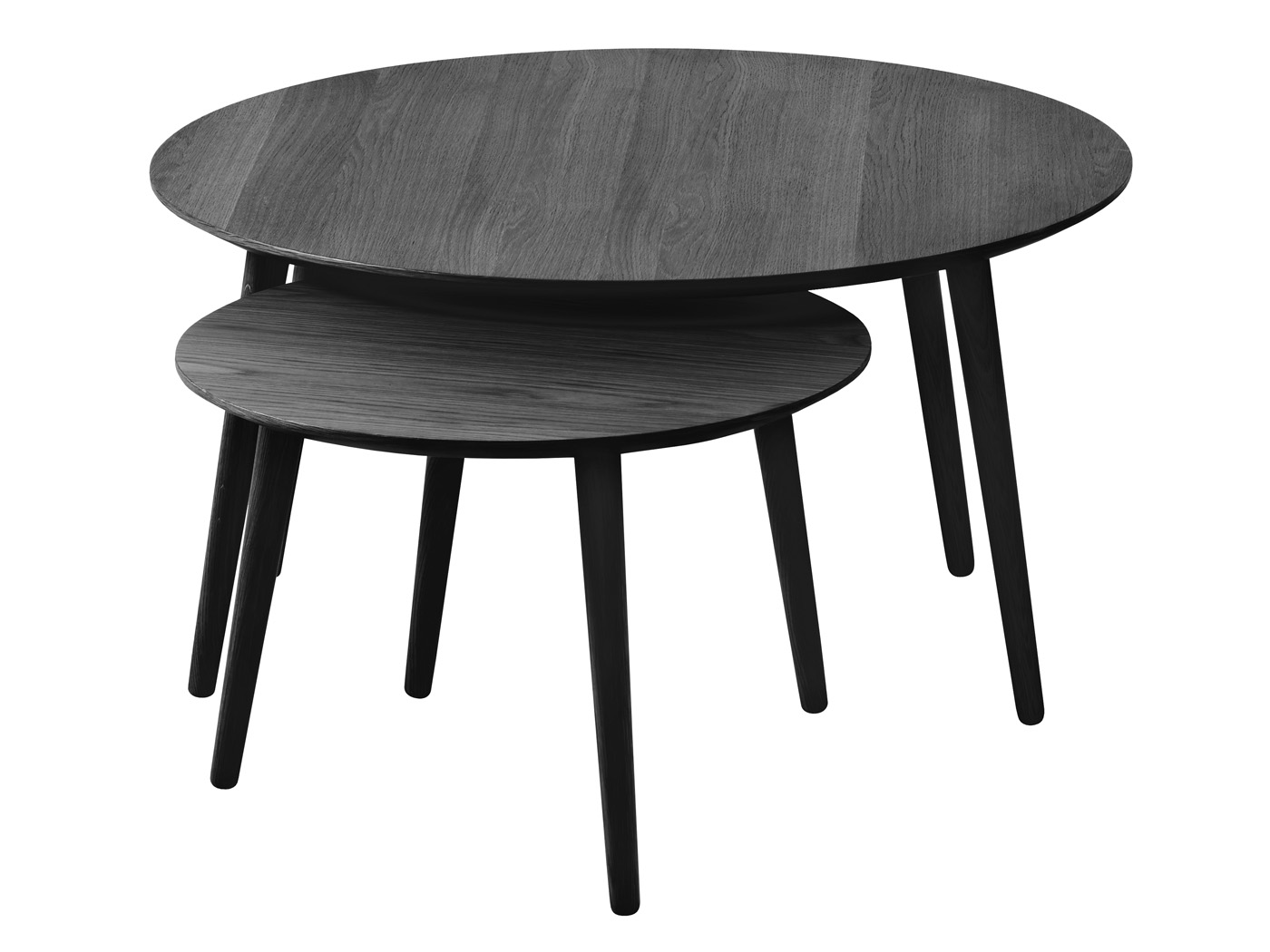 Salontafel Adda Rond Zwart Eiken Set van 2 - Giga Living