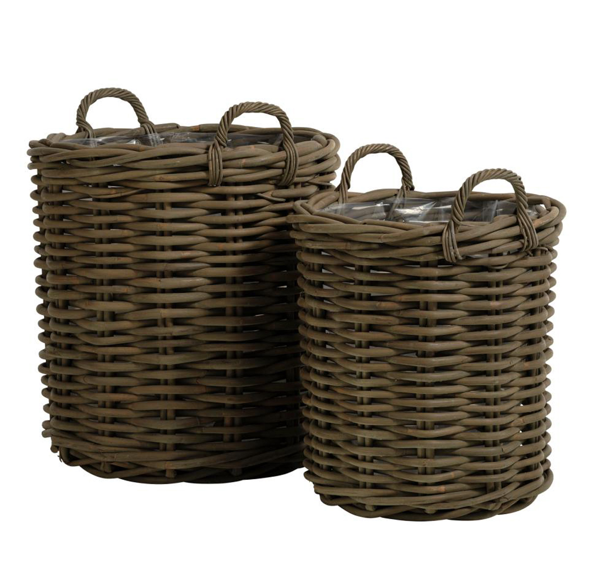 Mand Avignon Rond Set van 2 Grijs Rattan - Giga Living