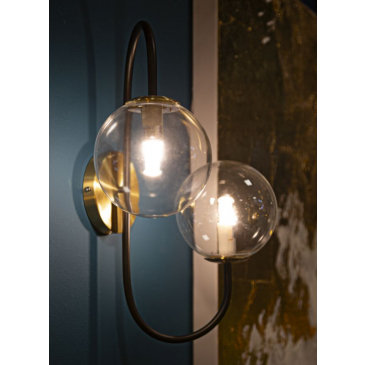 Mauro Ferretti Wandlamp Iron Goud/Zwart 2-Lichts