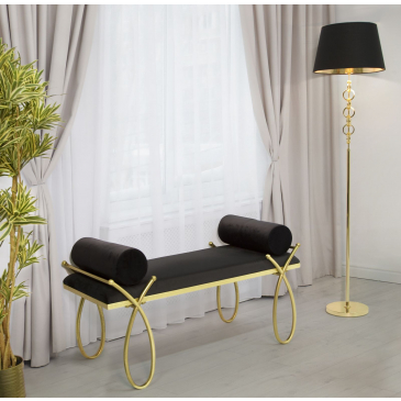 Mauro Ferretti Bankje Ribbon Zwart/Goud 113cm