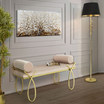 Mauro Ferretti Bankje Ribbon Roze/Goud 113cm
