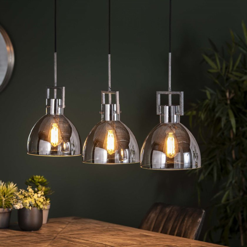 mooi agenda Het kantoor Hanglamp Industrieel Chrome Glas Set van 3 kopen? ⏩ Giga Meubel! - Giga  Meubel